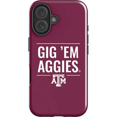 Texas A&M University Gig Em Aggies iPhone 16 Plus Impact Case